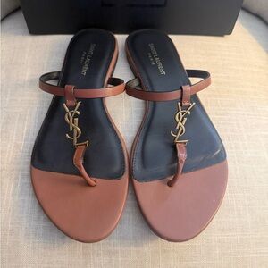 Saint Laurent Cassandra Brown Sandals Size 10